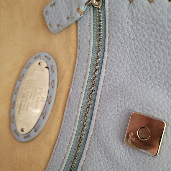 Fendi Selleria Blue Pebble Leather Bag - Picture 4 of 9